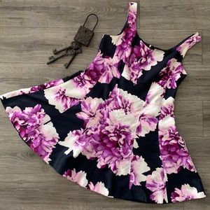 Dress Barn Blue/Purple/White Floral Dress Size 14